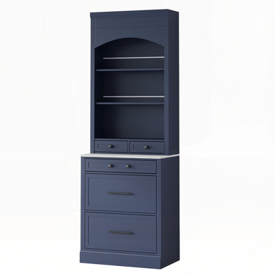 Freestanding Tall Kitchen Hutch With Faux Marble Top by Breakwater Bay