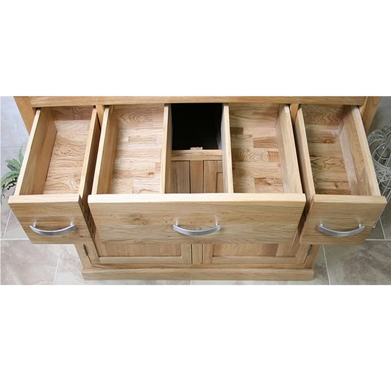 Jimena Solid Wood Bathroom Cabinet, Oak/White