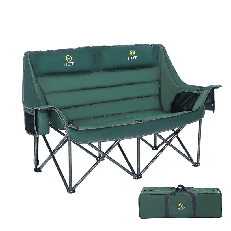 Chaises de camping douillettes douillettes, causeuse surdimensionnée avec porte-verres à vin, glacière et sac de transport pour la plage et la pelouse
