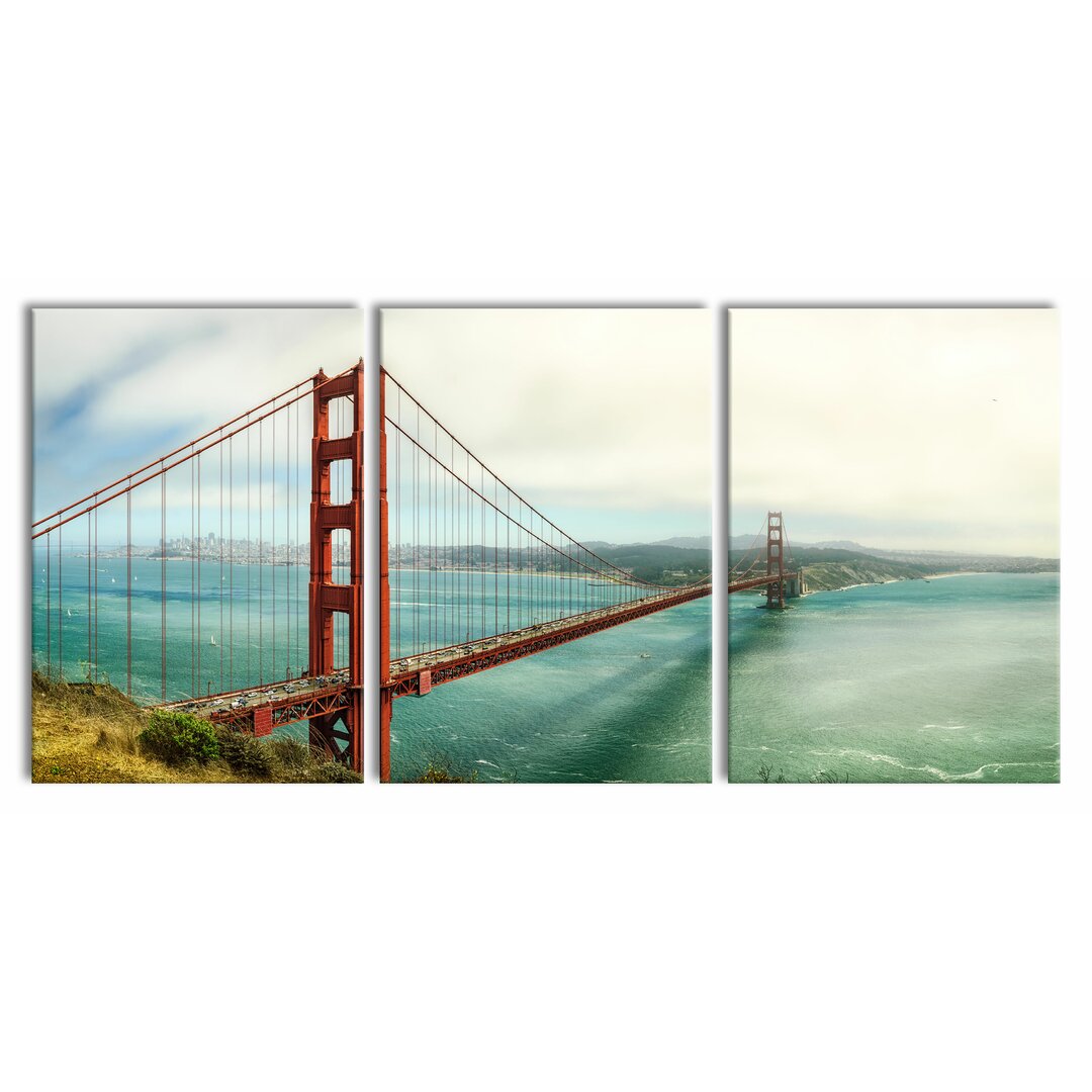 3-tlg. Leinwandbilder-Set Golden Gate Bridge