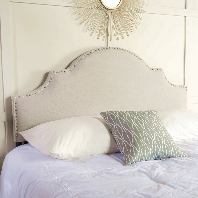 Tête de lit tapissier de grand lit, tête de lit en bois massif avec pieds en métal durables, tête de lit grand à hauteur réglable avec garniture cloutée dans la chambre à coucher