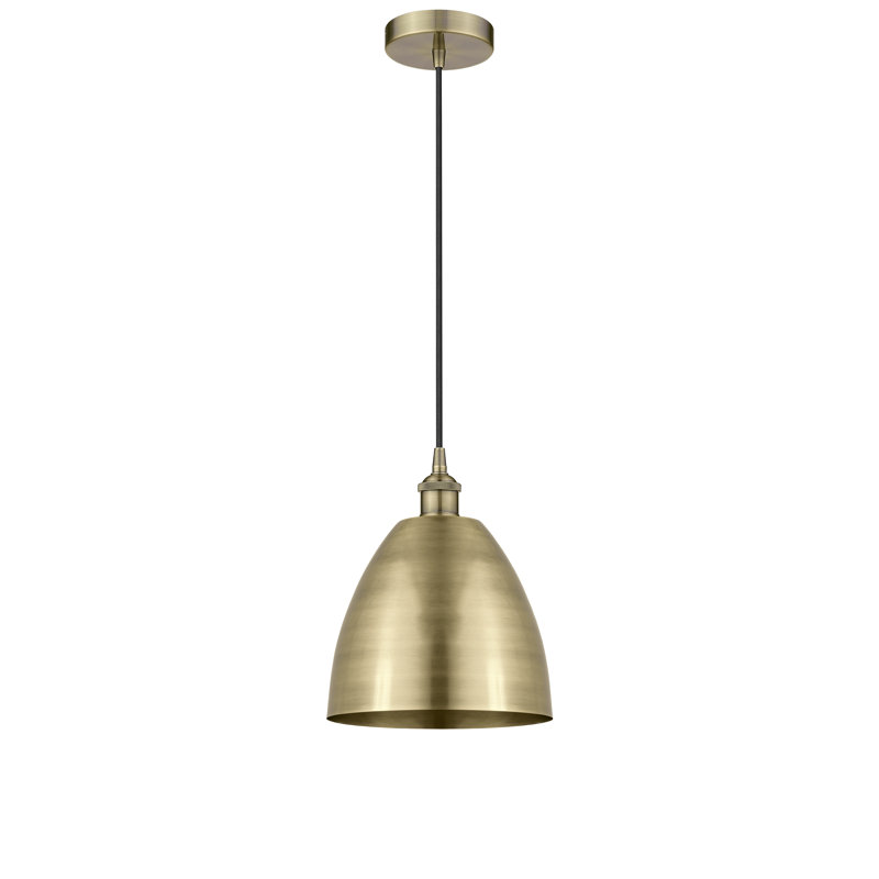 Luminaire suspendu conique à 1 lumière, Laiton antique, Laiton antique, H 12,88 po x l 9 po x P 9 po