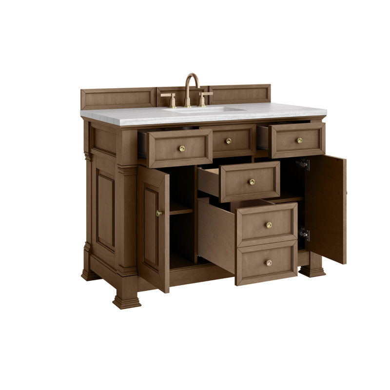 Brookfield 48'' W Single Vanity, White Zeus, Pecan, Widespread