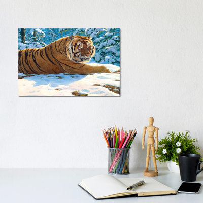 Tiger Snow by Jan Martin Mcguire - Wrapped Canvas Print
