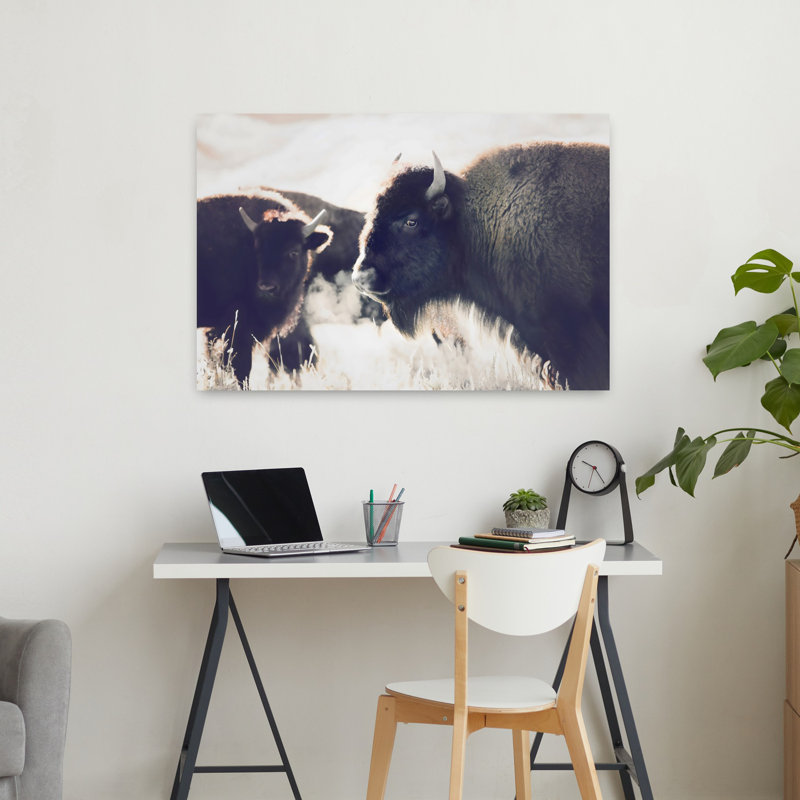 Bison, art mural contemporain abstrait, 24" H x 36" W
