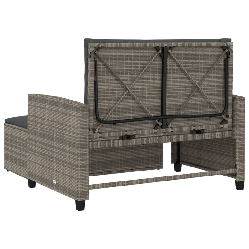 Ebern Designs Patio Sofa With Cushions 2-Seater Poly Rattan, Gray, Dark Gray