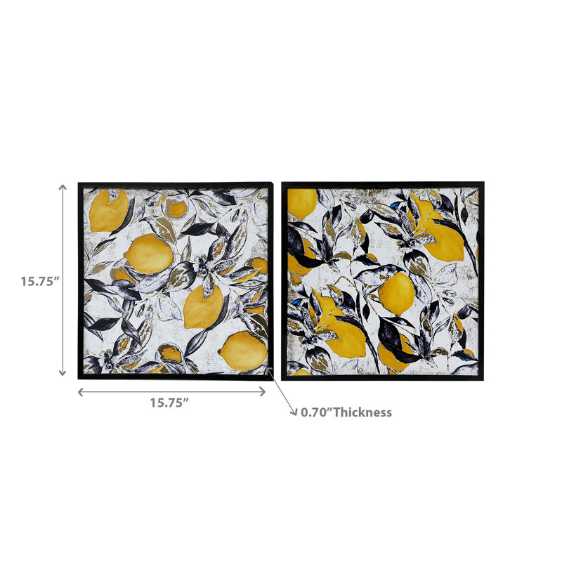 iH casadécor " Lemon Leaves " 2 - Pieces (Set of 2)