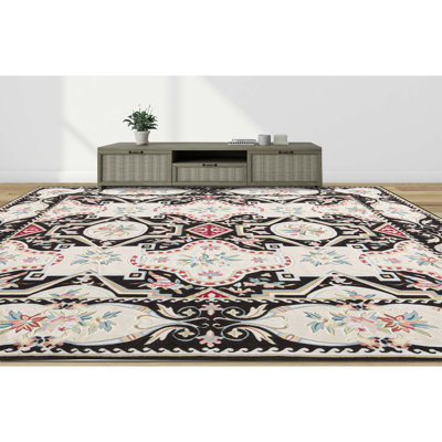 Tapis ivoire et brun noué à la main de haute qualité