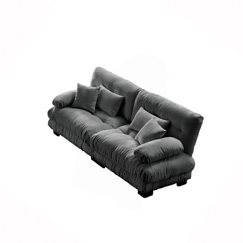 Canapé Cloud 2 places pour le salon, canapé 2 places en chenille avec 2 coussins lombaires et 2 coussins décoratifs, Grey