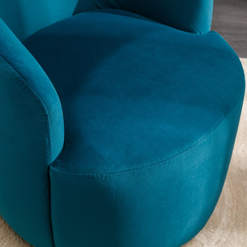 Teddy Fabric Swivel Accent Armchair with metal base, Teal Velvet