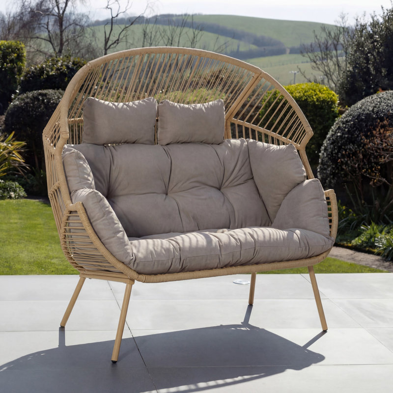 Cocona 2 Seat Standing Egg Chair, Brown, Beige