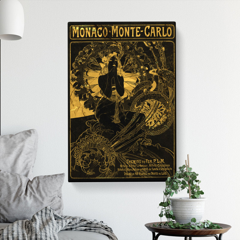 Monaco Monte Carlo by Alphonse Mucha - Wrapped Canvas, 76cm H x 50cm W x 3cm D