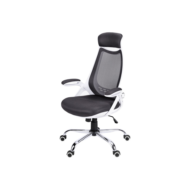 Chaise de travail ergonomique avec rembourrage généreux, hauteur réglable, maille teinte grise, base en métal, bureau, hauteur et pivot, base solide