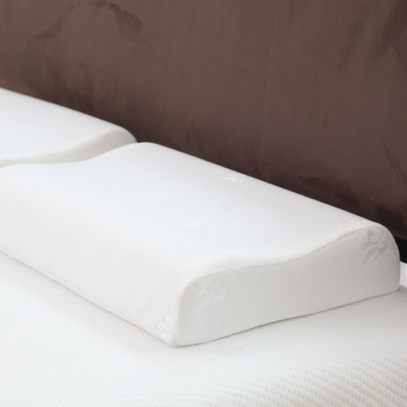 White Contour Memory Foam Pillow with Gel and Polyester Cover