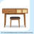 43.3" Classic Wood Makeup Vanity Set With Flip-Top Mirror And Stool, Dressing Table With Three Drawers And Storage Space, -1659778945