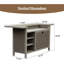 Table de bar pour le patio, chariot de bar extérieur en osier de polyuréthane avec armoire, armoire de rangement toutes saisons pour cuisine ou chariot de bar, grain de bois