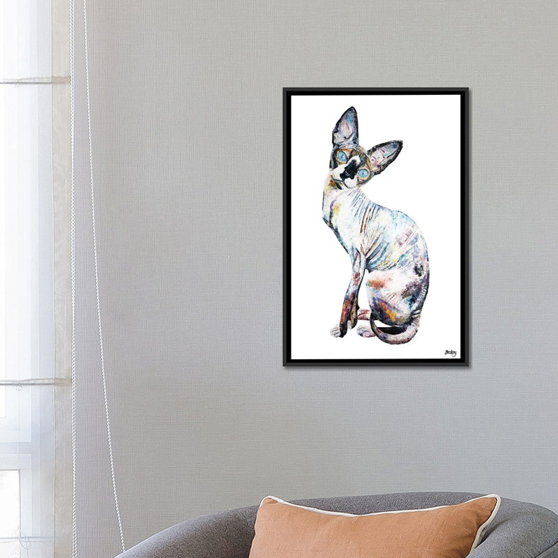 « larry », impression sur toile, H 26 po x l 18 po x P 1,5 po, Toile avec cadre noir, Pas de tapis