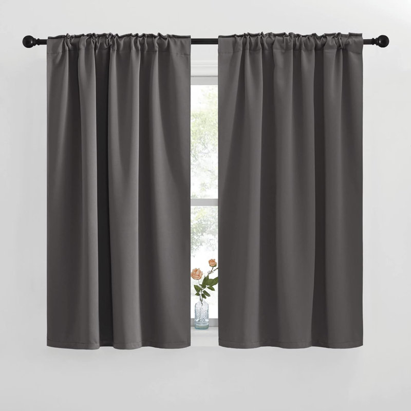 Blackout Curtain Light & Noise Reducing Room Darkening Drapes for Bedroom/Living Room/Kitchen, 2 Pieces, Light Gray