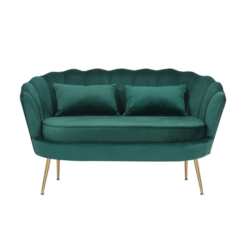 Carney Velvet Loveseat Accent Sofa, Emerald Green