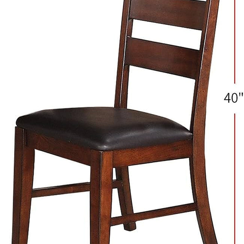 Solid Wood Set Of 2Pc Chairs Dining Chair Ladder Back Cushion Seats
