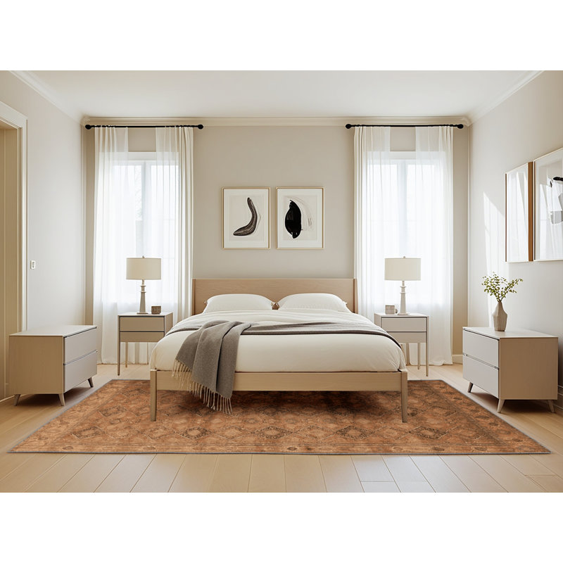 Tapis brun lavable à la machine, Rectangle de 5 pi x 8 pi