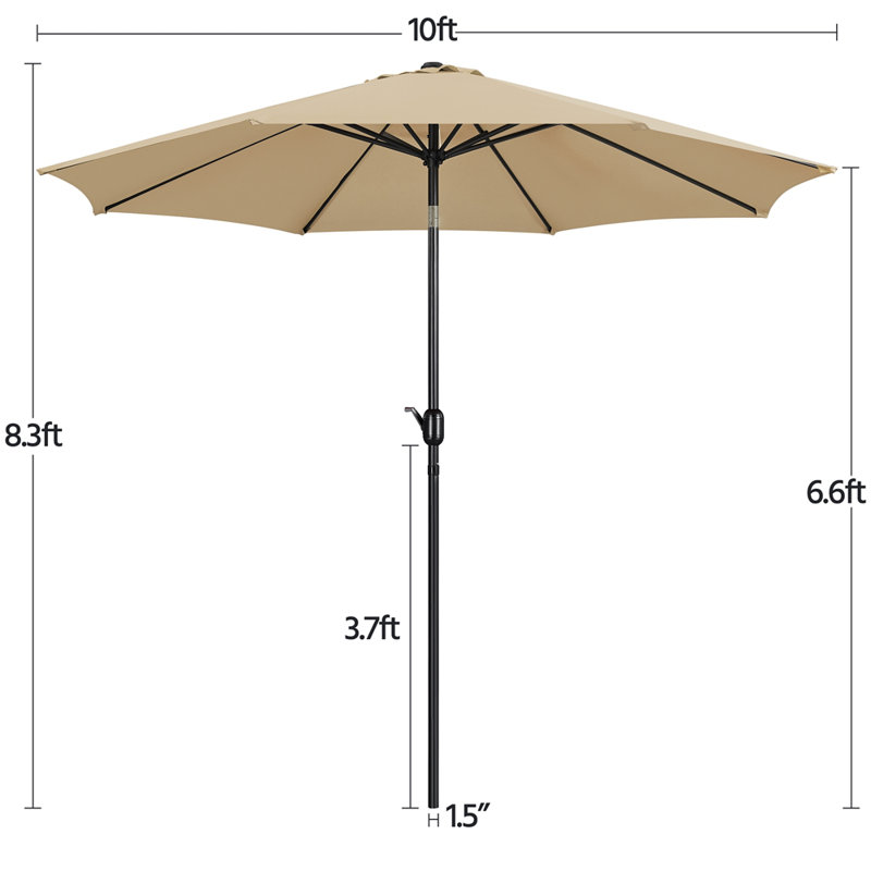 Parasol de marché inclinable 120 po 8 côtes Harworth, Tanné