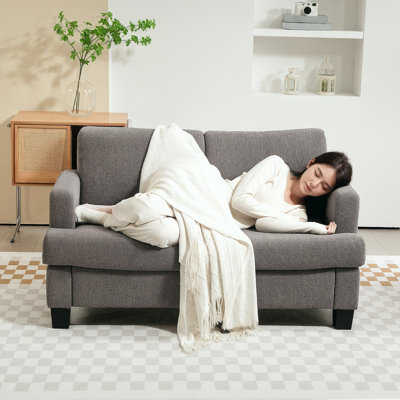 Canapé 54,3 po, petit canapé avec coussins, gris foncé
