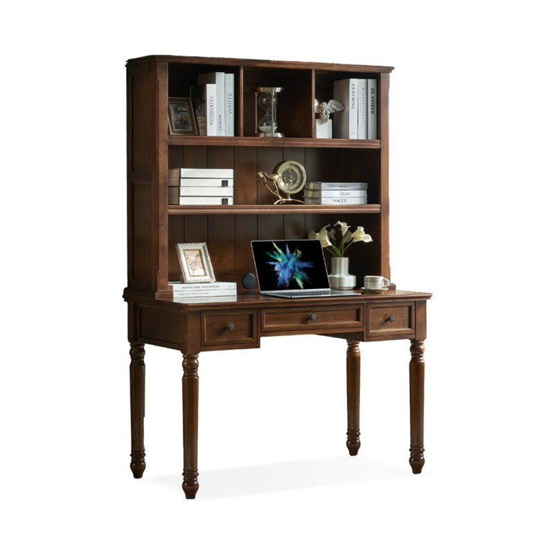 Bureau rectangulaire en bois massif brun noisette, H 30,71 po x l 55,12 po x P 23,62 po
