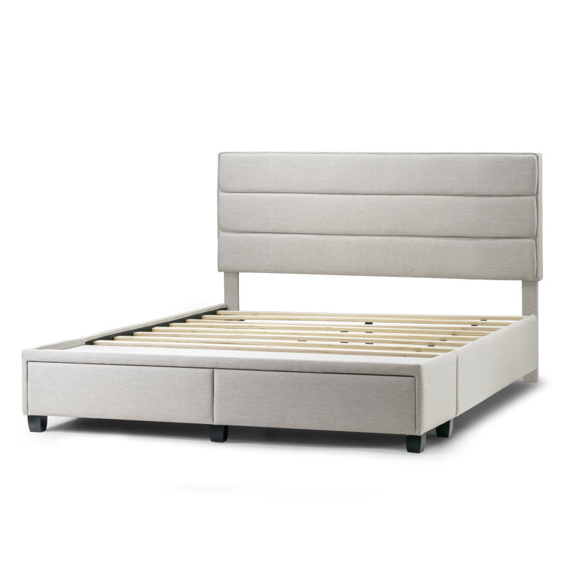 Wenger Upholstered Platform Storage Bed, Beige, King