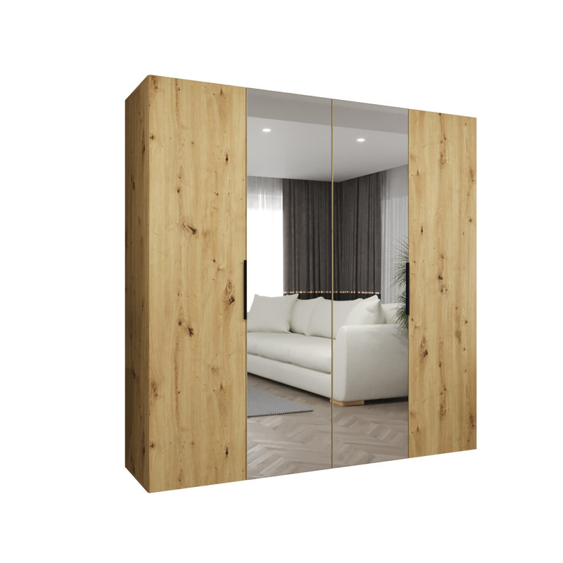 Manufactured Wood Wardrobe, artisan oak + handles: black