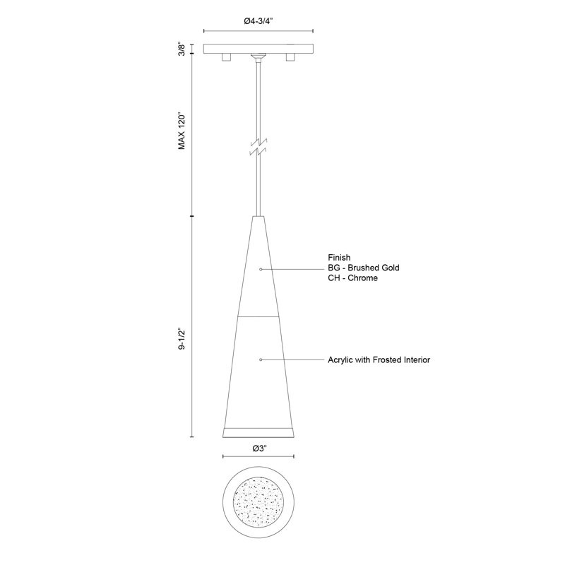 Malabar 1 - Light LED Pendant, Chrome