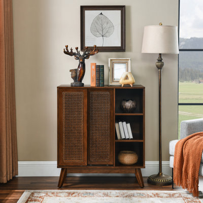 Dark Wood Buffet Cabinet For Living Room - Spacious Storage With Adjustable Shelf & Solid Feet Elegant Sideboard Hallway Wood,