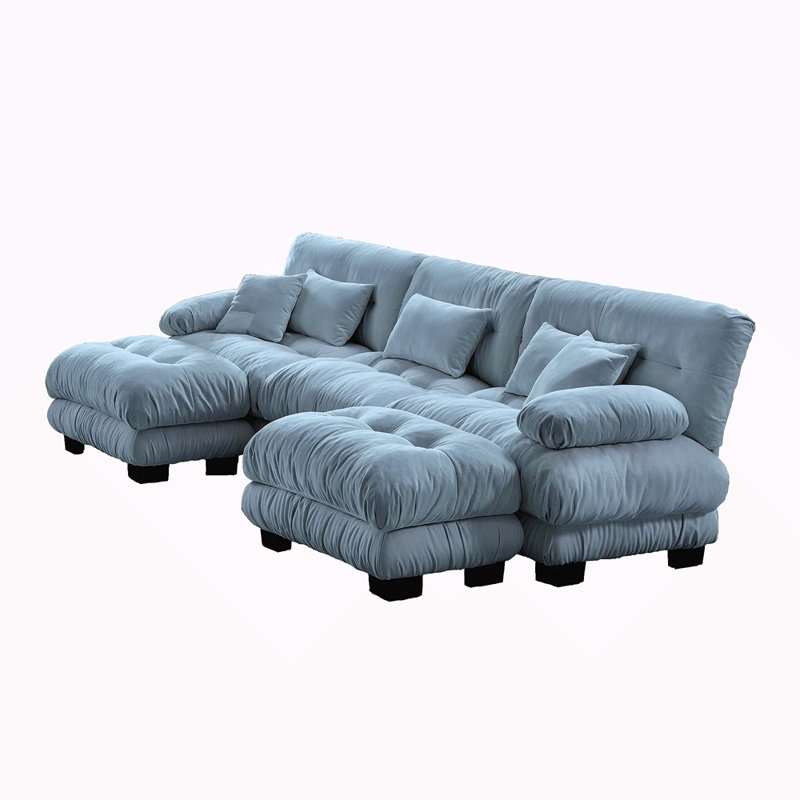 Canapé modulaire Luxury Luxury, H 35,4 po x l 133,8 po x P 59,6 po, Bleu, 3