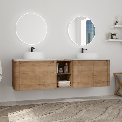 Meuble-lavabo double 72 po avec lavabo en céramique