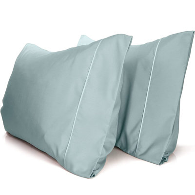 LuxClub 2 PC Light Teal Queen Performance Microfiber Solid Pillowcase Set