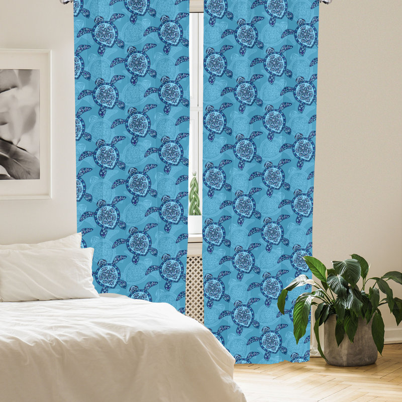 Turtle Semi-Sheer Rod Pocket Curtain Panels, 28" x 63"