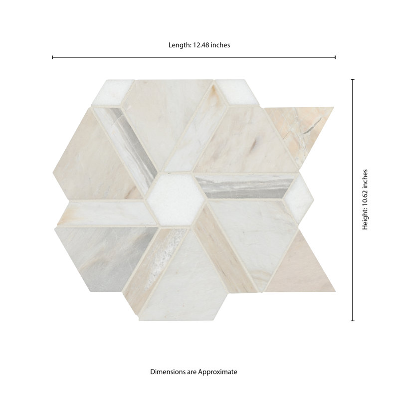 Carreau de mosaïque en marbre poli pour plancher et mur 11 po x 12 po Auralie Bastone