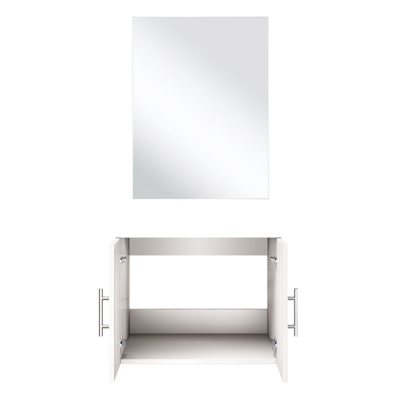 Meuble-lavabo blanc brillant - 24 po X P 22 po, avec 18 miroirs, rangement spacieux, entièrement assemblé pour l'installation