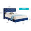 Lit double tapissier transitionnel bleu marine