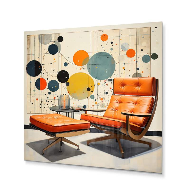Coral Mid Century Eames Elegance - salon d'art mural en métal Mid-Century, H 16 po x l 16 po x P 1 po