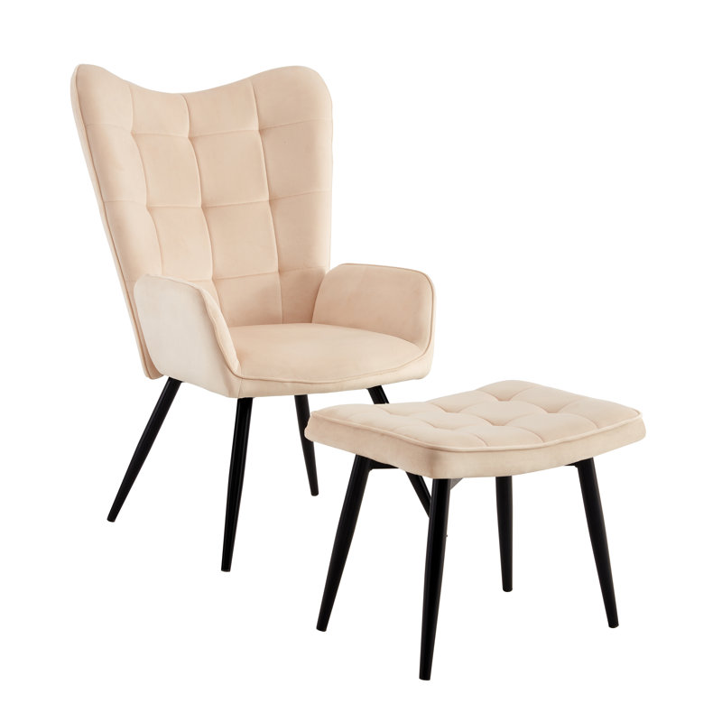 Ocilla Velvet Armchair with Footstool