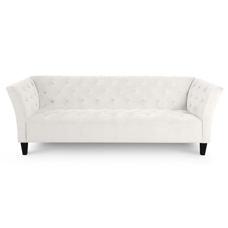 Carruth Upholstered 91'' Sofa, Bella White Performance Velvet