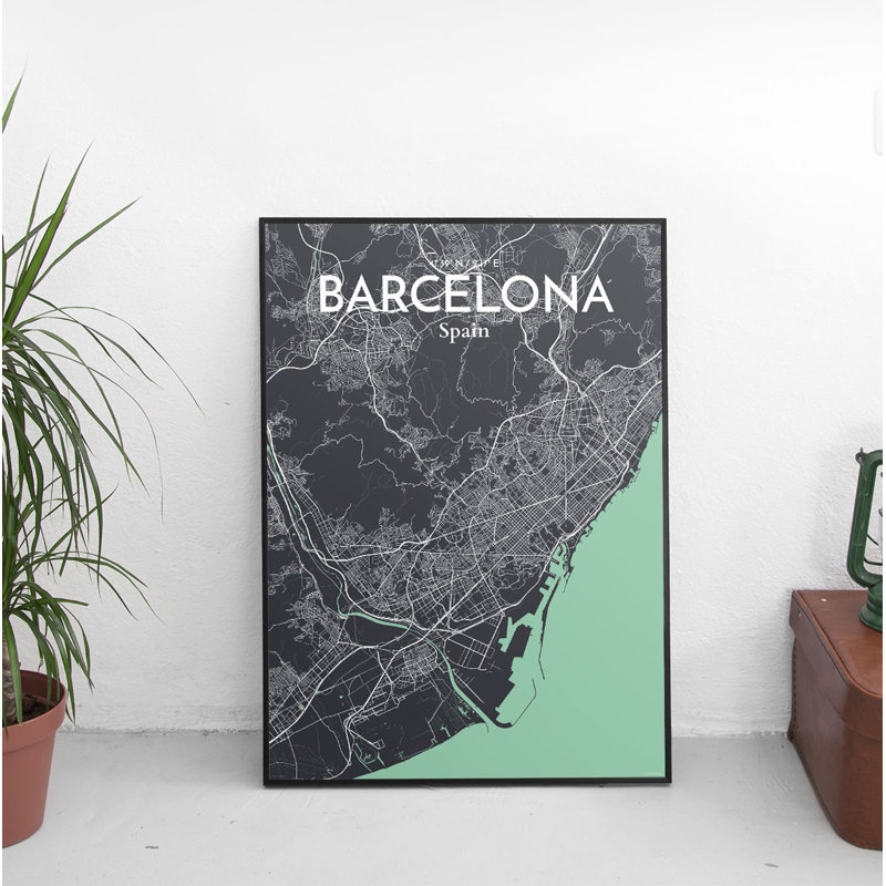 Barcelona City Map - No Frame Print, 43cm H x 28cm W x 0.13cm D