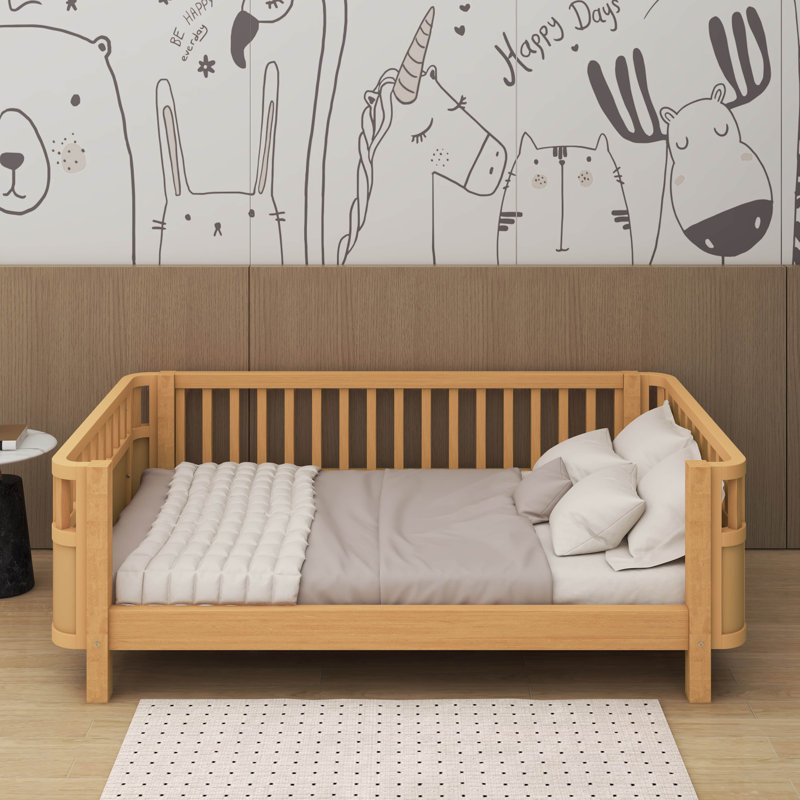 Lit plateforme Wood, Double, Naturel