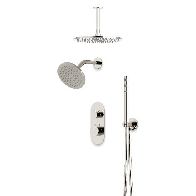 Ensemble de garniture de douche thermostatique avec pomme de douche murale et plafonnier, douchette à main Opera