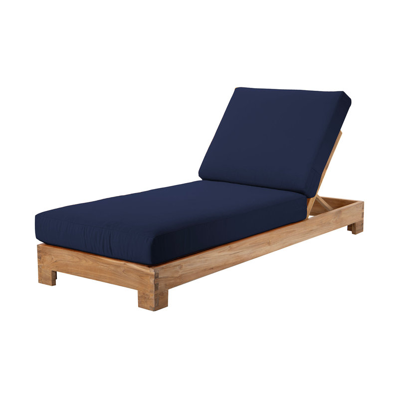 2 Pacific Teak Outdoor Chaise Loungers, Navy