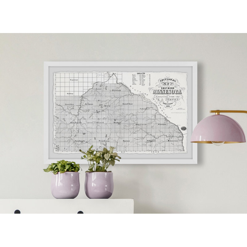Carte du Minnesota - impression encadrée, H 12 po x l 18 po x P 1,5 po