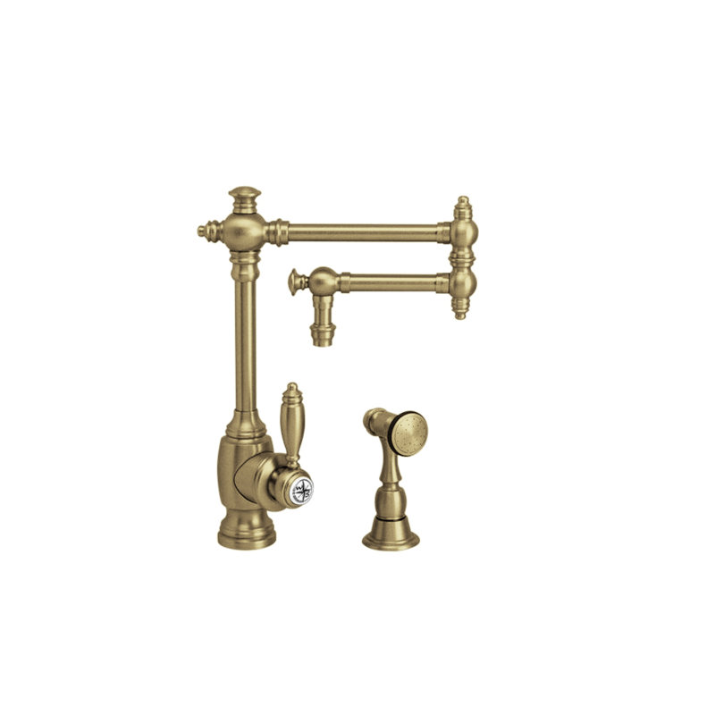 Towson Kitchen Faucet - 12" Articulated Spout, Distressed Antique Brass