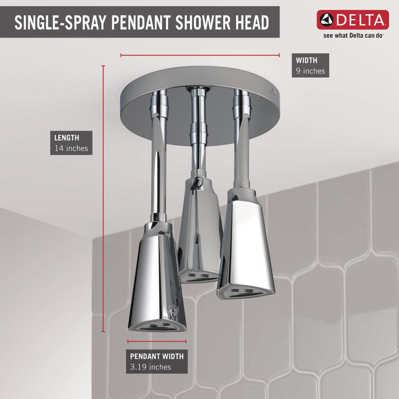 Pendant Full Rain Fixed Shower Head, Chrome