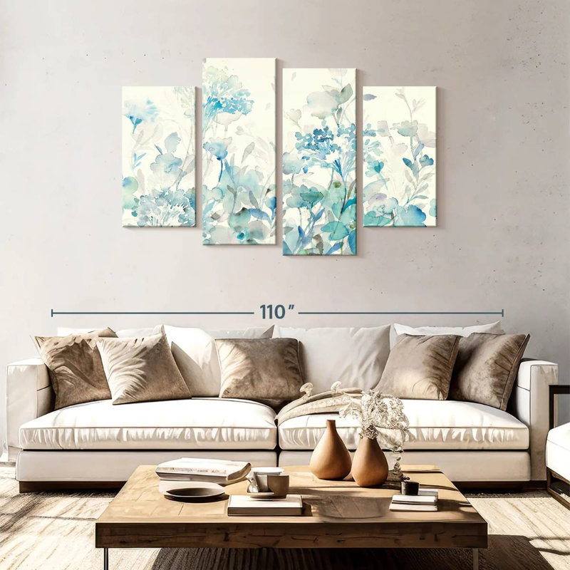 Bleu jardin translucide, H 48 po x l 75 po